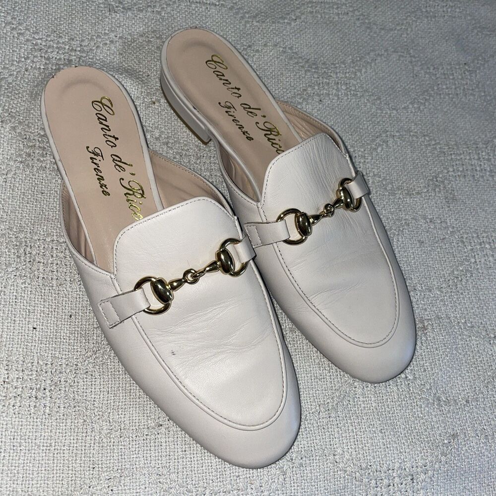 Canto De Ricci Women’s Dressy Mules Size 36 U.S. 6 M Ivory Leather Going Out Fun